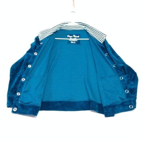 Onque Casuals Elements of Style Velour Jacket Large Snap Fasten Casual Comfort - Picture 4 of 10